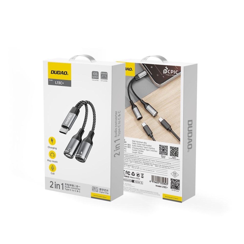 Адаптер Dudao L13C+ 2 в 1 USB-C