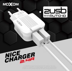 Зарядни устройства MOXOM KH-47 220V 2USB 2.4A iPhone