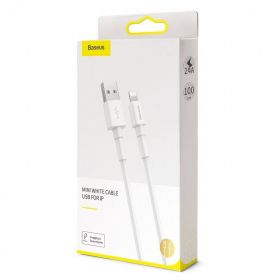 Baseus Mini White USB Cable For iPhone 2.4A 1m