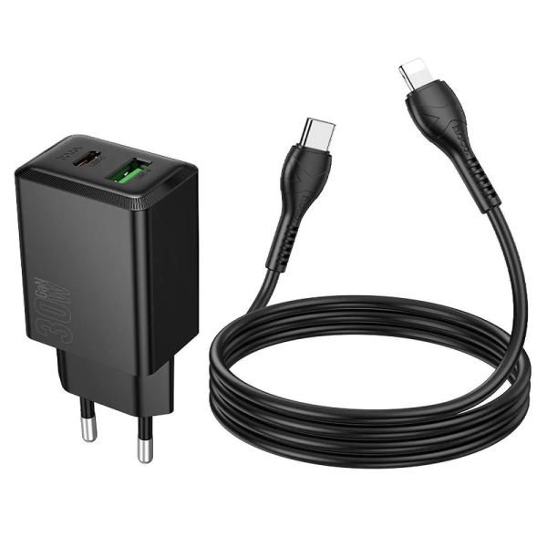 Зарядно устройство HOCO 220V N71 30W/ 2 port USB,Type C/ кабел Type C-Type C 