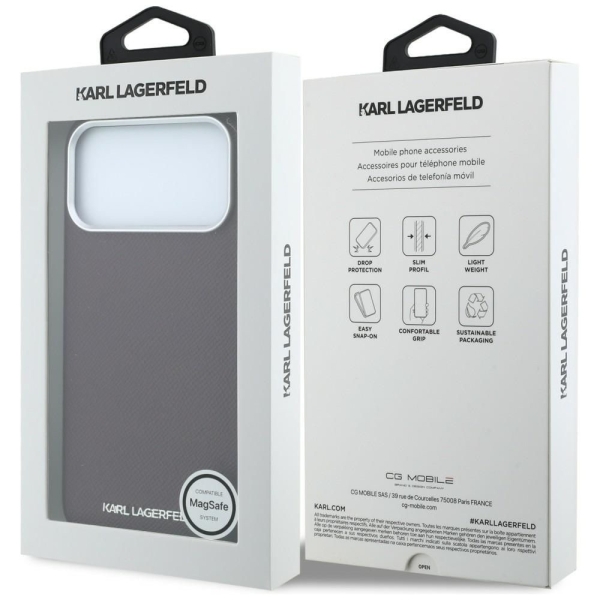 iPhone 17 Pro Max KARL LAGERFELD Grained Leather elongated logo MagSafe 